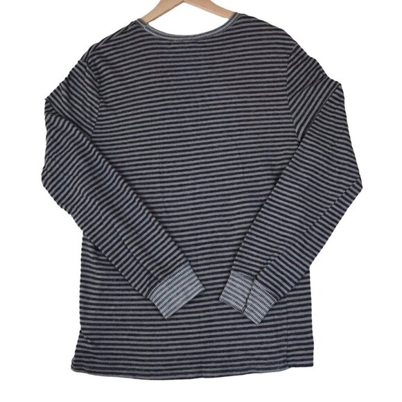 BDG by Urban Outfitters Womens L Striped Thermal Long Sleeve Shirt Gray Black - Picture 2 of 9
